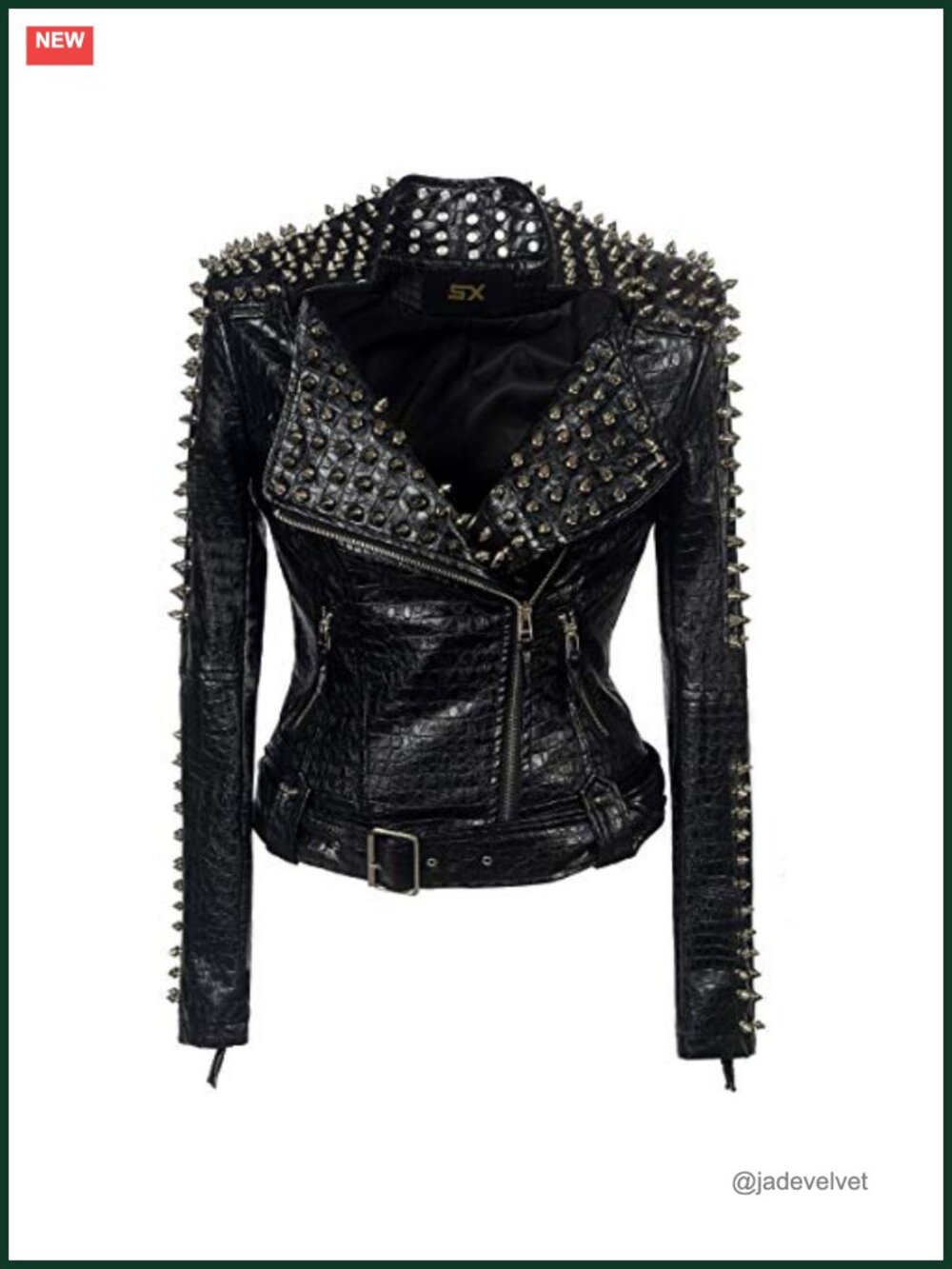 Faux Leather Studded Moto Jacket Asymmetrical Zip Punk Streetwear